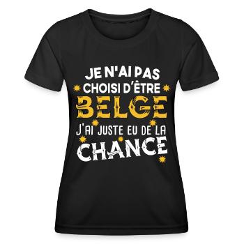 Belgique Belge Bruxelles Cadeau Humour Pays - T-shirt sport Femme - noir - Devant - AI Model Female 172 light (172cm)