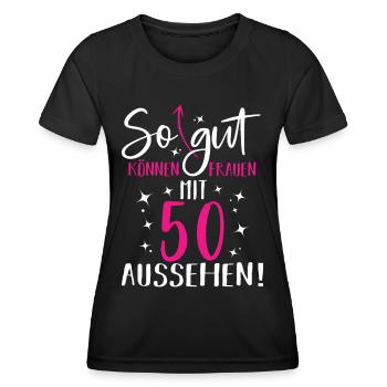 50 geburtstag frau frauen damen 50 jahre geschenk - Frauen Funktions-T-Shirt - Schwarz - Vorne - AI Model Female 172 light (172cm)
