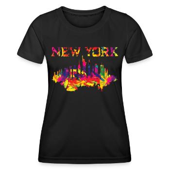 New York aux couleurs vives - T-shirt sport Femme - noir - Devant - AI Model Female 172 light (172cm)