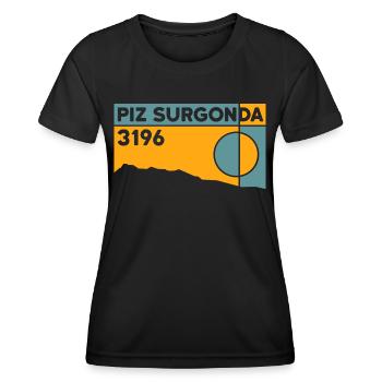 Piz Surgonda Hike Ski Touring Souvenir Summit Book - Women's Functional T-Shirt - black - Front - AI Model Female 172 light (172cm)