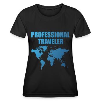 Professionelle Reisende Weltkarte - Frauen Funktions-T-Shirt - Schwarz - Vorne - AI Model Female 172 light (172cm)