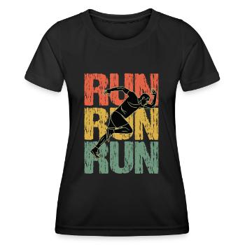 Run Run Run Vintage Running Guy - Frauen Funktions-T-Shirt - Schwarz - Vorne - AI Model Female 172 light (172cm)