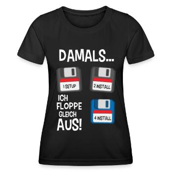 90er Damals, ich floppe / flippe gleich aus! - Frauen Funktions-T-Shirt - Schwarz - Vorne - AI Model Female 172 light (172cm)