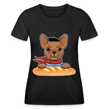Lustige französische Bulldogge mit Baguette - Frauen Funktions-T-Shirt - Schwarz - Vorne - AI Model Female 172 light (172cm)