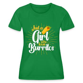 Burrito Taco Mexique Nourriture Fan Burrito Manger - T-shirt sport Femme - vert - Devant - AI Model Female 172 dark (172cm)
