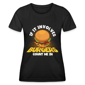 Hamburger Cheesburger Fast Food Burger - T-shirt sport Femme - noir - Devant - AI Model Female 172 light (172cm)