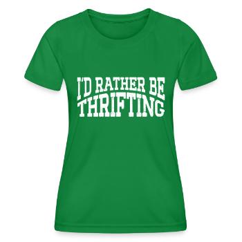 Secondhand Laden Hofverkauf Geschenk Thrifting - Frauen Funktions-T-Shirt - Kelly Green - Vorne - AI Model Female 172 dark (172cm)