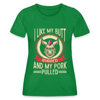 BBQ Pulled Pork Schwein Grill - Frauen Funktions-T-Shirt - Kelly Green - Vorne - AI Model Female 172 dark (172cm)