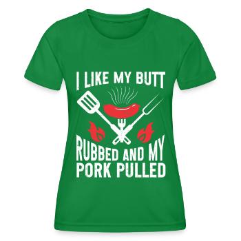 BBQ Pulled Pork Schwein Grill - Frauen Funktions-T-Shirt - Kelly Green - Vorne - AI Model Female 172 dark (172cm)