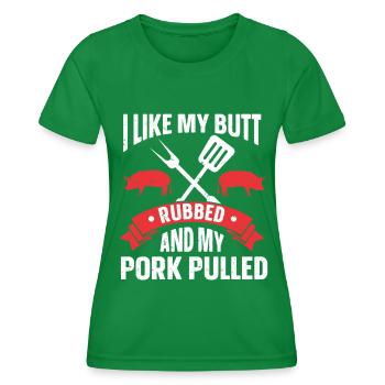 BBQ Pulled Pork Schwein Grill - Frauen Funktions-T-Shirt - Kelly Green - Vorne - AI Model Female 172 dark (172cm)