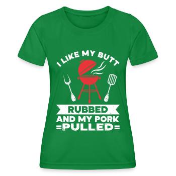 BBQ Pulled Pork Schwein Grill - Frauen Funktions-T-Shirt - Kelly Green - Vorne - AI Model Female 172 dark (172cm)