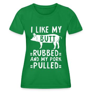 BBQ Pulled Pork Schwein Grill - Frauen Funktions-T-Shirt - Kelly Green - Vorne - AI Model Female 172 dark (172cm)