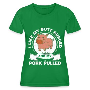 BBQ Pulled Pork Schwein Grill - Frauen Funktions-T-Shirt - Kelly Green - Vorne - AI Model Female 172 dark (172cm)