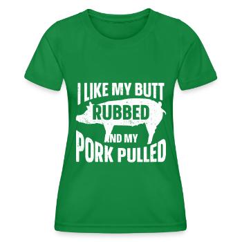BBQ Pulled Pork Schwein Grill - Frauen Funktions-T-Shirt - Kelly Green - Vorne - AI Model Female 172 dark (172cm)