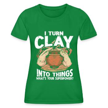 Keramikkünstler Ton Töpfern - Frauen Funktions-T-Shirt - Kelly Green - Vorne - AI Model Female 172 dark (172cm)