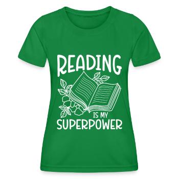 Reading Bookworm - Women's Functional T-Shirt - kelly green - Front - AI Model Female 172 dark (172cm)