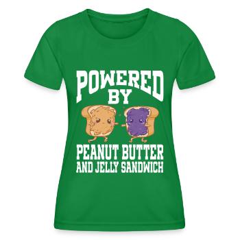 Alimenté par le beurre de cacahuète et le sandwich à la gelée - T-shirt sport Femme - vert - Devant - AI Model Female 172 dark (172cm)