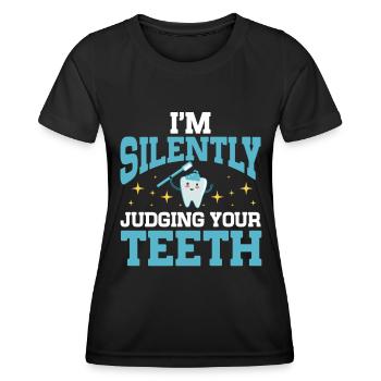 Dentiste - T-shirt sport Femme - noir - Devant - AI Model Female 172 light (172cm)