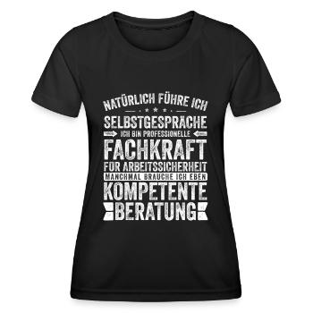 Sicherheitsfachkraft witziger Spruch für Arbeit - Frauen Funktions-T-Shirt - Schwarz - Vorne - AI Model Female 172 light (172cm)