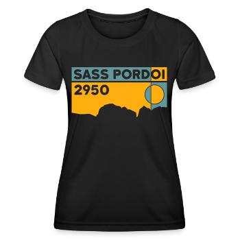 Sass Pordoi Randonnée Sella Pordoi Peak Dolomites - T-shirt sport Femme - noir - Devant - AI Model Female 172 light (172cm)
