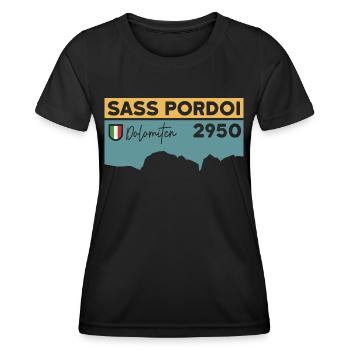 Sass Pordoi Randonnée Pordoi Pic Sella Dolomites - T-shirt sport Femme - noir - Devant - AI Model Female 172 light (172cm)