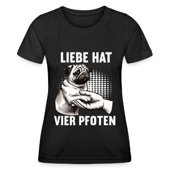 Liebe hat vier Pfoten Mops Möpse Mopsbesitzer - Frauen Funktions-T-Shirt - Schwarz - Vorne - AI Model Female 172 light (172cm)