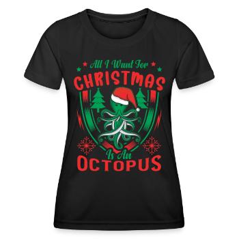 Christmas Octopus Octopus Squid - Women's Functional T-Shirt - black - Front - AI Model Female 172 light (172cm)
