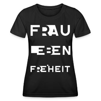 FRAU LEBEN FREIHEIT - Frauen Funktions-T-Shirt - Schwarz - Vorne - AI Model Female 172 light (172cm)