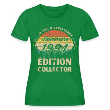 29 ans Novembre 1994 édition collector - T-shirt sport Femme - vert - Devant - AI Model Female 172 dark (172cm)