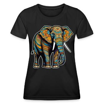 Spirit Animal Elefant im Bohemian Style - Frauen Funktions-T-Shirt - Schwarz - Vorne - AI Model Female 172 light (172cm)