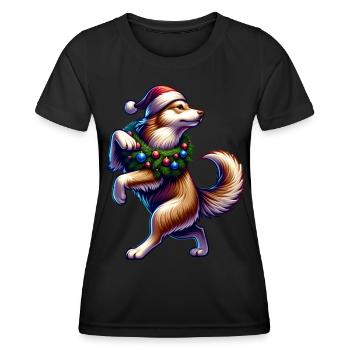 Promenades amusantes de chiens de Noël - T-shirt sport Femme - noir - Devant - AI Model Female 172 light (172cm)