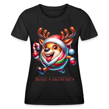 Drôle de renne Noël - T-shirt sport Femme - noir - Devant - AI Model Female 172 light (172cm)