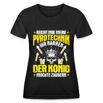 Pyrotechniker Feuerwerk Pyrotechnik Pyrotechnician - Frauen Funktions-T-Shirt - Schwarz - Vorne - AI Model Female 172 light (172cm)