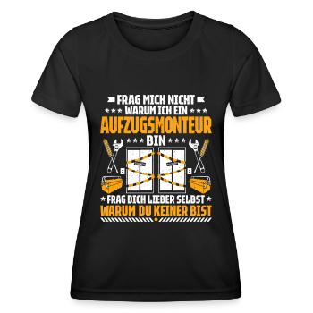Aufzugsmonteur Aufzugsmechaniker Elevator Mechanic - Frauen Funktions-T-Shirt - Schwarz - Vorne - AI Model Female 172 light (172cm)