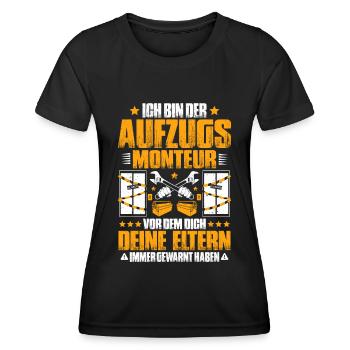Aufzugsmonteur Aufzugsmechaniker Elevator Mechanic - Frauen Funktions-T-Shirt - Schwarz - Vorne - AI Model Female 172 light (172cm)