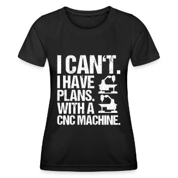 Cutting Machine Operator Lathe Milling Cutter CNC Machinist - Women's Functional T-Shirt - black - Front - AI Model Female 172 light (172cm)