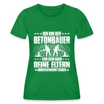 Betonbauer Stahlbetonbauer Concrete Worker - Frauen Funktions-T-Shirt - Kelly Green - Vorne - AI Model Female 172 dark (172cm)