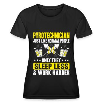 Pyrotechnicien Feux d’artifice Pyrotechnie Pyrotechnicien - T-shirt sport Femme - noir - Devant - AI Model Female 172 light (172cm)
