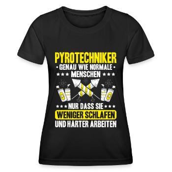 Pyrotechniker Feuerwerk Pyrotechnik Pyrotechnician - Frauen Funktions-T-Shirt - Schwarz - Vorne - AI Model Female 172 light (172cm)