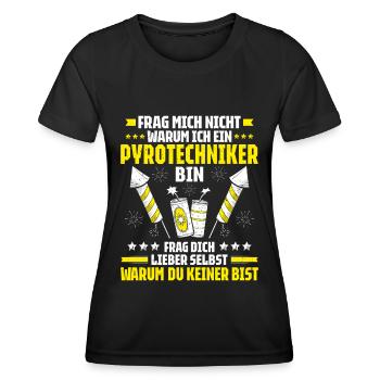 Pyrotechniker Feuerwerk Pyrotechnik Pyrotechnician - Frauen Funktions-T-Shirt - Schwarz - Vorne - AI Model Female 172 light (172cm)