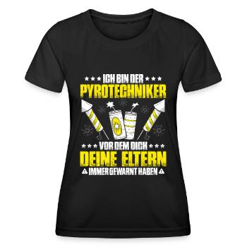Pyrotechniker Feuerwerk Pyrotechnik Pyrotechnician - Frauen Funktions-T-Shirt - Schwarz - Vorne - AI Model Female 172 light (172cm)