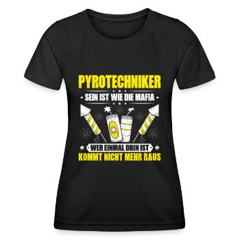 Pyrotechniker Feuerwerk Pyrotechnik Pyrotechnician - Frauen Funktions-T-Shirt - Schwarz - Vorne - AI Model Female 172 light (172cm)