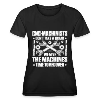 Cutting Machine Operator Lathe Milling Cutter CNC Machinist - Women's Functional T-Shirt - black - Front - AI Model Female 172 light (172cm)