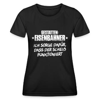 Eisenbahner Triebfahrzeugführer Railroader - Frauen Funktions-T-Shirt - Schwarz - Vorne - AI Model Female 172 light (172cm)