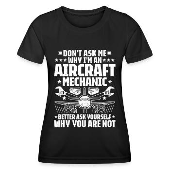 Fluggerätmechaniker Aircraft Mechanic - Frauen Funktions-T-Shirt - Schwarz - Vorne - AI Model Female 172 light (172cm)