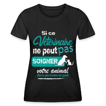 Vétérinaire cadeau humour - T-shirt sport Femme - noir - Devant - AI Model Female 172 light (172cm)