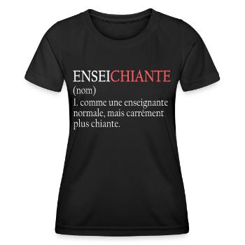 Enseichiante Prof Enseignante Humour - T-shirt sport Femme - noir - Devant - AI Model Female 172 light (172cm)