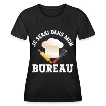 je serai dans mon bureau - T-shirt sport Femme - noir - Devant - AI Model Female 172 light (172cm)
