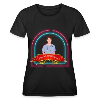 I am a nurse, Ben bir hemşireyim - Frauen Funktions-T-Shirt - Schwarz - Vorne - AI Model Female 172 light (172cm)