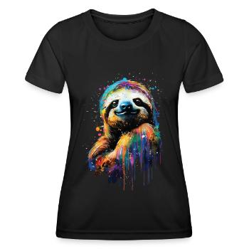 Faultier - Frauen Funktions-T-Shirt - Schwarz - Vorne - AI Model Female 172 light (172cm)